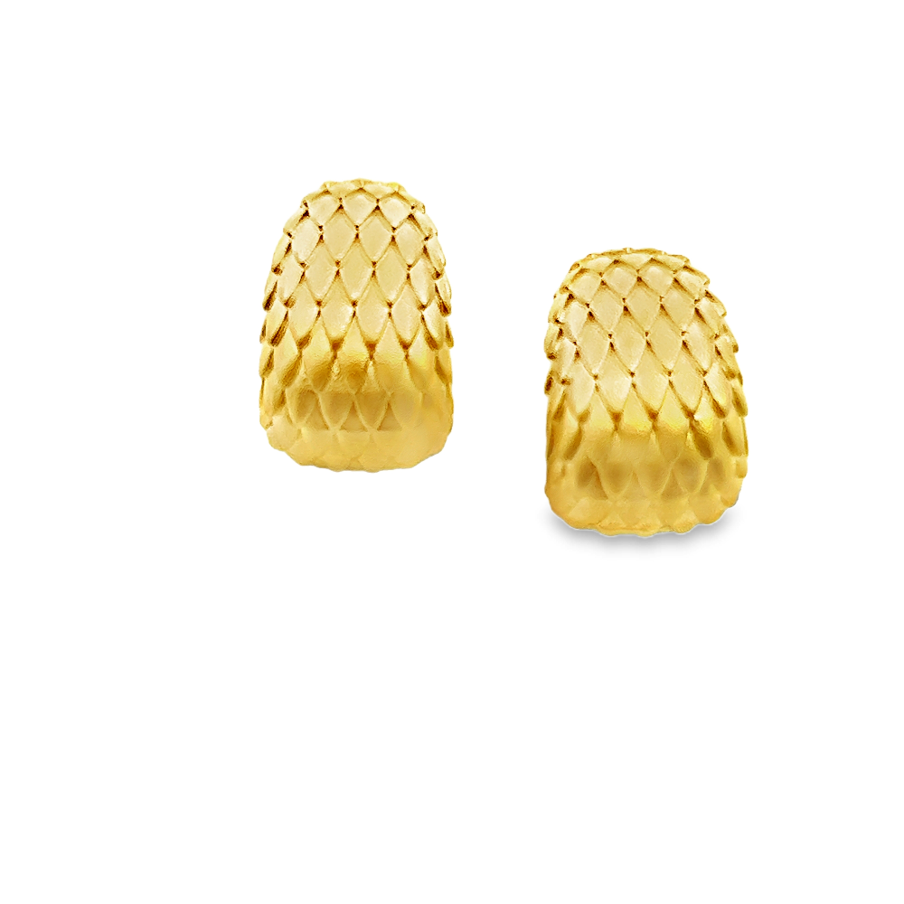 Shop online premium 18K gold-dipped sterling silver huggie earrings with elegant luxury design.