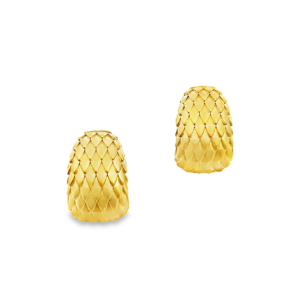 Shop online premium 18K gold-dipped sterling silver huggie earrings with elegant luxury design.
