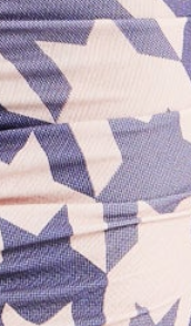 Women's Midi Dress in Houndstooth Print with High Neck, Long Sleeves & Ruching Detail - Liquorish