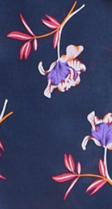 Women's Floral Print Navy Midi Shirt Dress with Long Sleeves and Unique Tie-Side Detail for Effortless Elegance