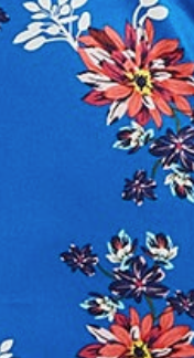 Women's Midi Dress in Bright Blue with Floral Print, Long Sleeve, Button Front and Functional Pockets