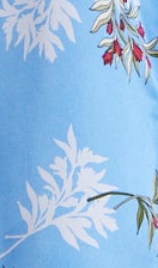 Women’s Midi Dress with Floral Print, Light Blue, Chic Shirt Design, Waist Tie Detail, Full-Length Sleeves