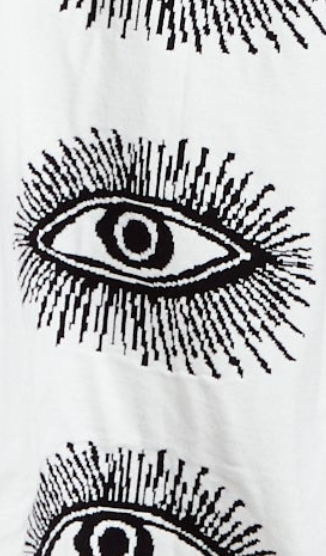 Women's Jumper in White with Long Sleeves and Distinctive Eye Pattern by Liquorish