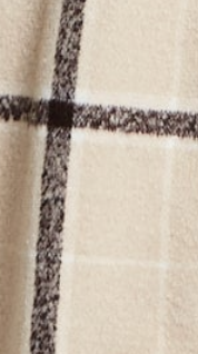 Women's Longline Check Coat with Notch Collar, Front Buttons, and Side Pockets - Liquorish