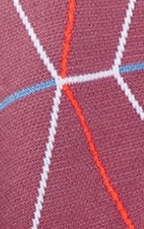 Women's Cardigan in Mulberry & Blue with Oversized Geometric Pattern and Contrasting Details by Liquorish