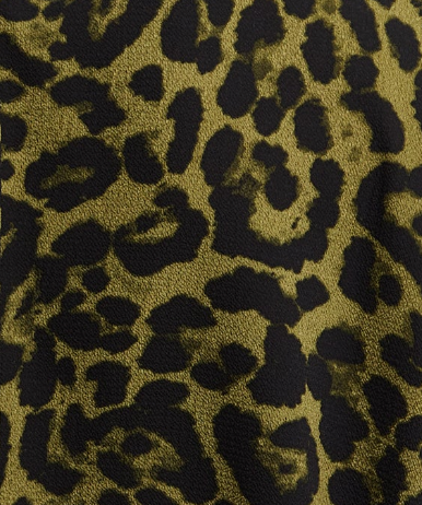 Women's Khaki Animal Print Shirt with Short Sleeves, Button-Up Front, Regular Fit, Shirt Collar