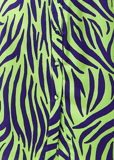 Women's Midi Dress in Mint and Blue Zebra Print with Long Sleeves - Stylish Elegance by Liquorish