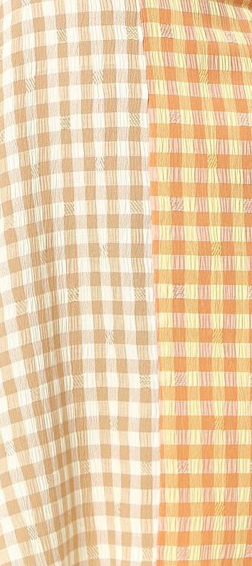 Women's Mini Dress in Bold Orange Check with Long Sleeves and Classic Collar - Liquorish