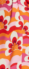 Women's Midi Dress in Orange and Pink with Knot Front, V Neck, Short Sleeves, and Front Slit - Liquorish