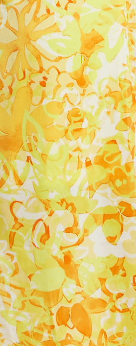 Women's Maxi Dress in Yellow and Orange Floral Print with Sleeveless Design and Ruching Detail - Liquorish