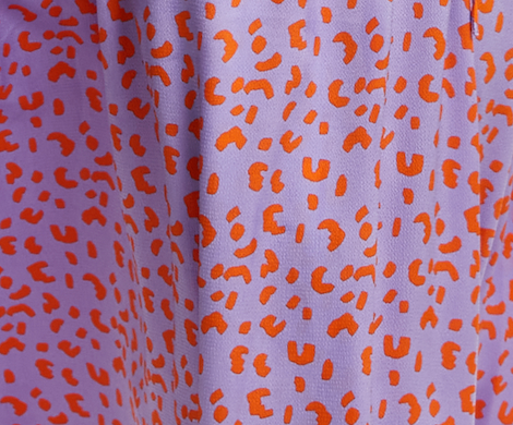 Women's Maxi Dress in Lilac and Orange with Flouncy Sleeves, Cheetah Print Wrap Style by Liquorish