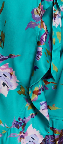 Women's Midi Wrap Dress in Green with Long Sleeve Slits, V Neck Style - Floral Print by Liquorish