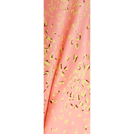 Women’s Maxi Dress in Peach with Cowl Neck, Spaghetti Straps, and Abstract Animal Print