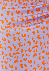 Women's Midi Wrap Dress in Lilac and Orange with Kimono Sleeves - Elegant Cheetah Print Design by Liquorish
