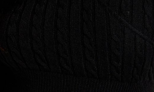 Women's Midi Dress with Long Sleeves and Cut Out Front in Black - Cable Knit Style by Liquorish