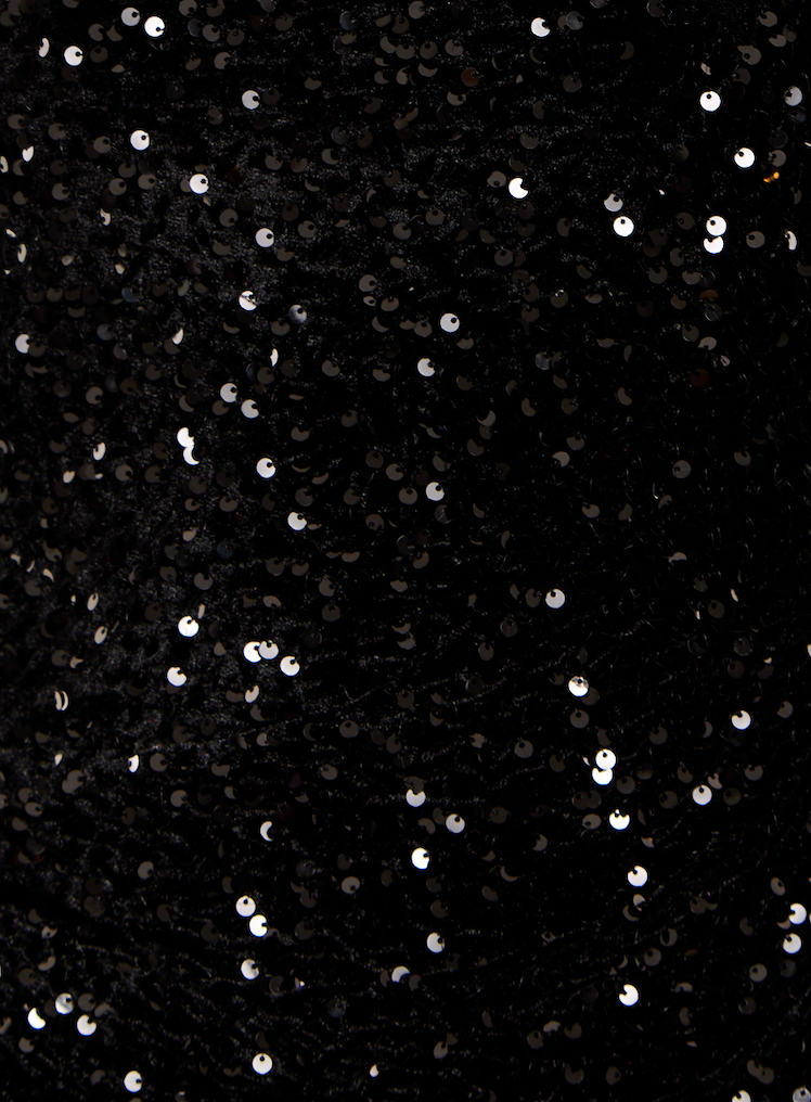 Women's Midi Dress with One Shoulder and Zip-Side in Black Sequin Velvet - Perfect for Any Occasion by Liquorish