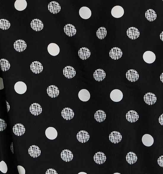 Women's Black Polka Dot Print Wrap Top with Long Sleeves, Crossover Front, V Neck, and Elasticated Waist