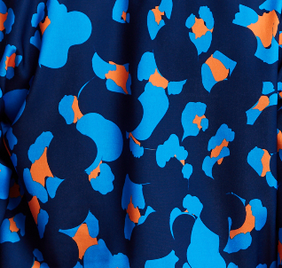 Women's Abstract Print Wrap Top In Pink, Orange, And Blue - Crossover Front, V Neck, Long Sleeves, Elasticated Waist