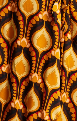 Women's Midi Wrap Dress with Balloon Sleeves in Retro Print - Elegant Fake Wrap Style, Perfect for Any Occasion by Liquorish