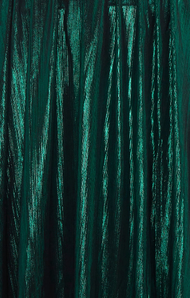 Women's Maxi Dress with Strapless Design, Side Slit, Open Back, and Green Foil Print by Liquorish