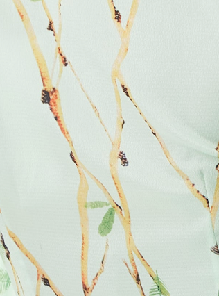 Women's Bird Print Wrap Top with V Neck, Mint Green, Cross Over Front, Perfect for Summer, Regular Fit, Co-ord Set