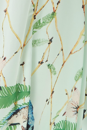 Women's Maxi Dress in Mint Green with V-Neck, Tie Waist, Kimono Sleeves and Green Lace Details - Liquorish