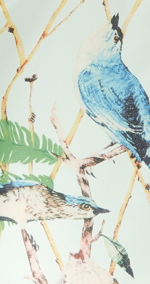 Women's Mint Green Bird Print Midi Skirt with Front Buttons and Side Slit, Regular Fit - Liquorish