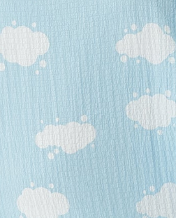 Women's Midi Dress with Short Sleeves and Cloud Print in Blue by Liquorish