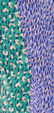 Women's Midi Dress with Knot Front and Short Sleeves in Green and Purple Abstract Print - Liquorish