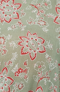 Women's Floral Print Crop Shirt in Mint Green - Painterly print, cropped style, long sleeves, tie waist.