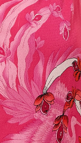 Women's Midi Dress in Fuchsia Bird Print with Off-Shoulder Sleeves - Liquorish
