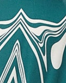 Women’s Mini Dress in Green with Swirling Marble Print, V-Neck, Full-Length Sleeves, Smocked Skirt, and Frill Hem