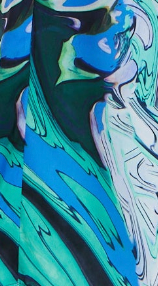 Women's V Neck Long Sleeve Turquoise Marble Print Jumpsuit with Pockets - Liquorish