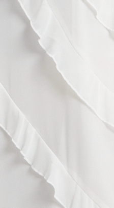 Women's Midi Dress with Adjustable Sleeves in White - Elegant Frill Design by Liquorish