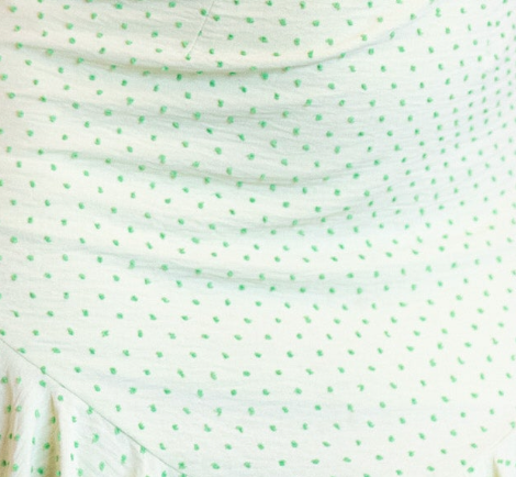 Women’s Mini Dress, Green Polka Dot Frill Detail with Angel Sleeves