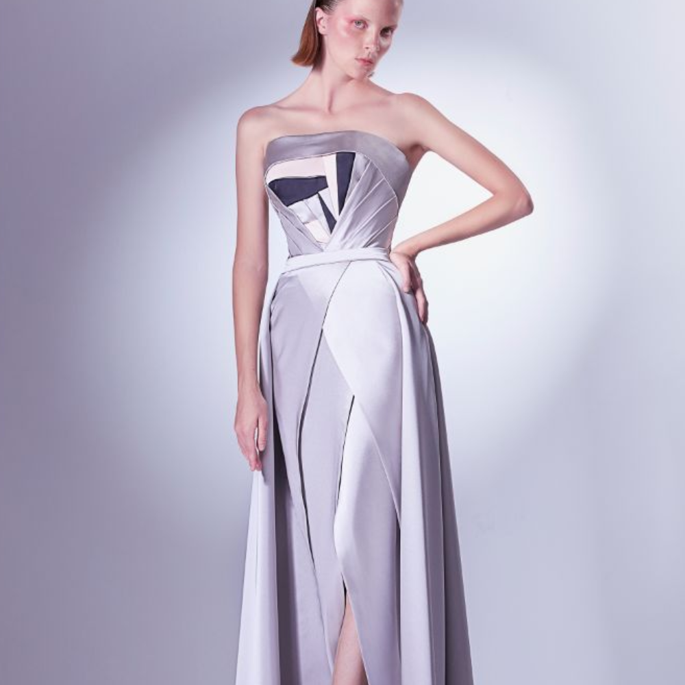 A unique palette of colors merges meticulously in this dress to create a unique and distinguished look.