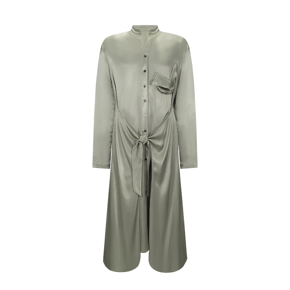 Dresses for women like our Silver Maxi Shirt Dress add graceful charm. Shop Now!
