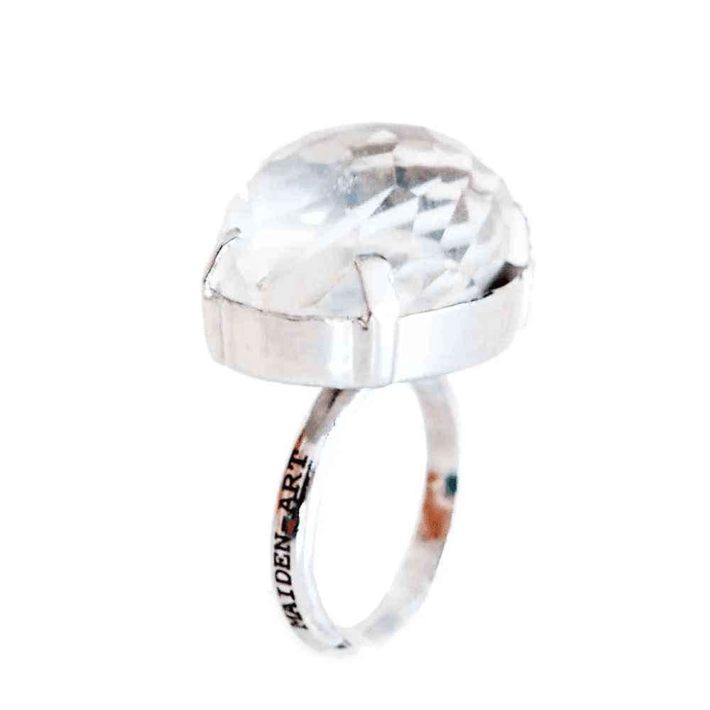 Silver ring with rock crystal stone. Handmade, hand varnished and made in Italy with love.