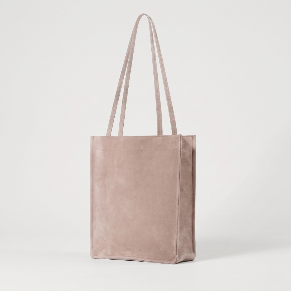 Small suede tote bag with soft lining and shoulder carry, perfect for daily use. Shop online from our curated edit of premium fashion.