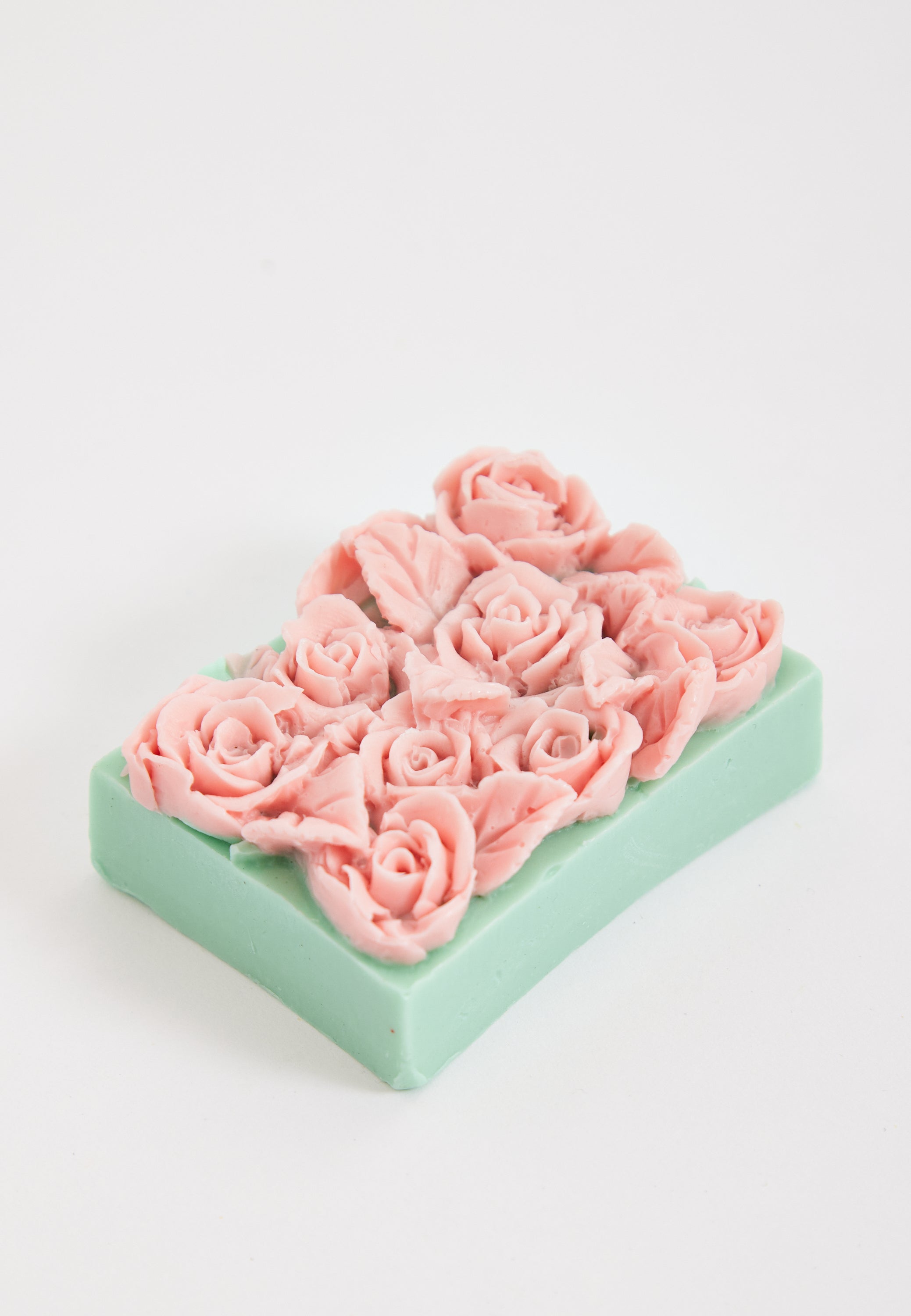 Liquorish Pink and Mint Blue Bed of Roses Floral Soap Handmade Soap