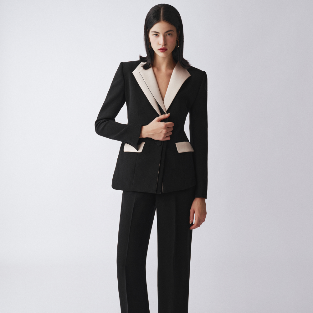 Sol A line silk blazer from luxury wear online. Shop Now!