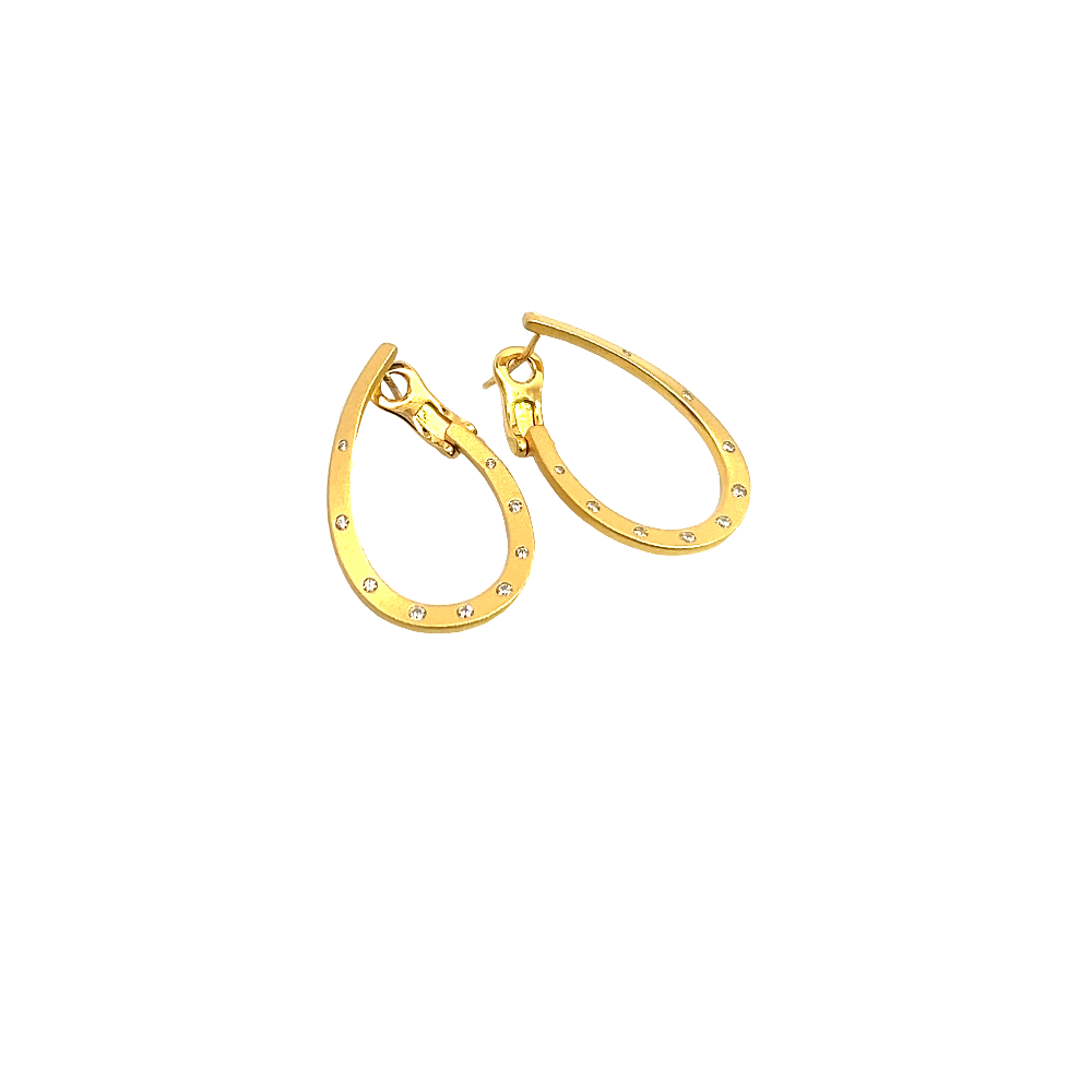 Shop online premium 18K gold small teardrop hoop earrings with sparkling cubic zirconia stones.