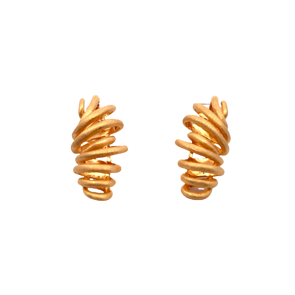 Shop online premium 18K gold swirly drop earrings in sterling silver with elegant design.