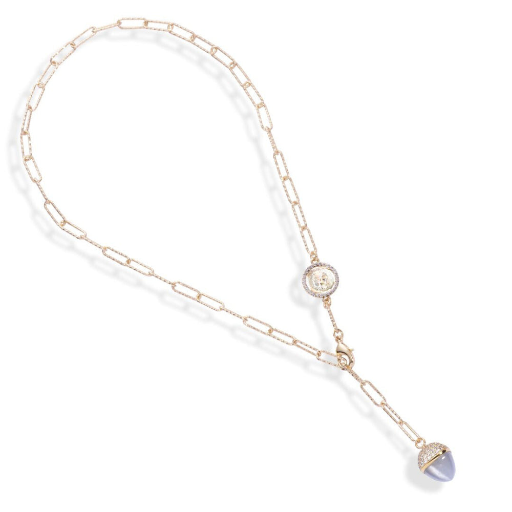 Shop online premium rose gold plated pendant necklace with mother of pearl crystal and sparkling CZ accents.