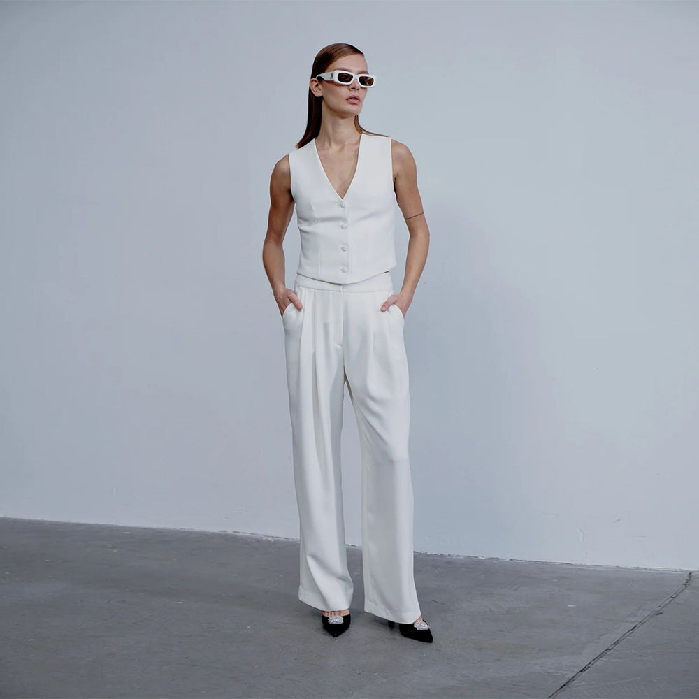 Tina Crepe Trousers in Blanche