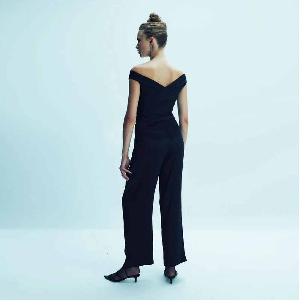 Tina Satin Trousers in Black