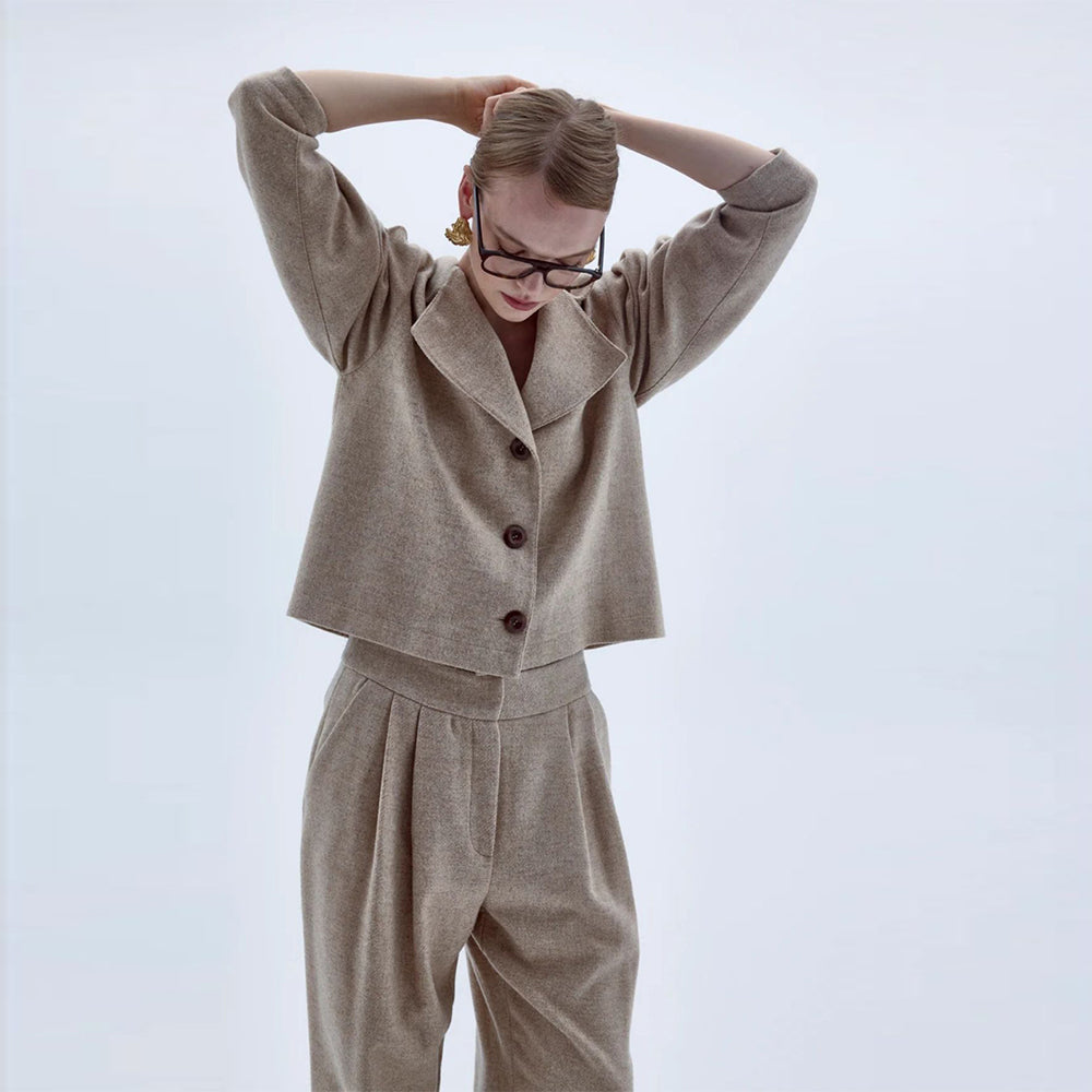 Tina Wool Trousers in Beige