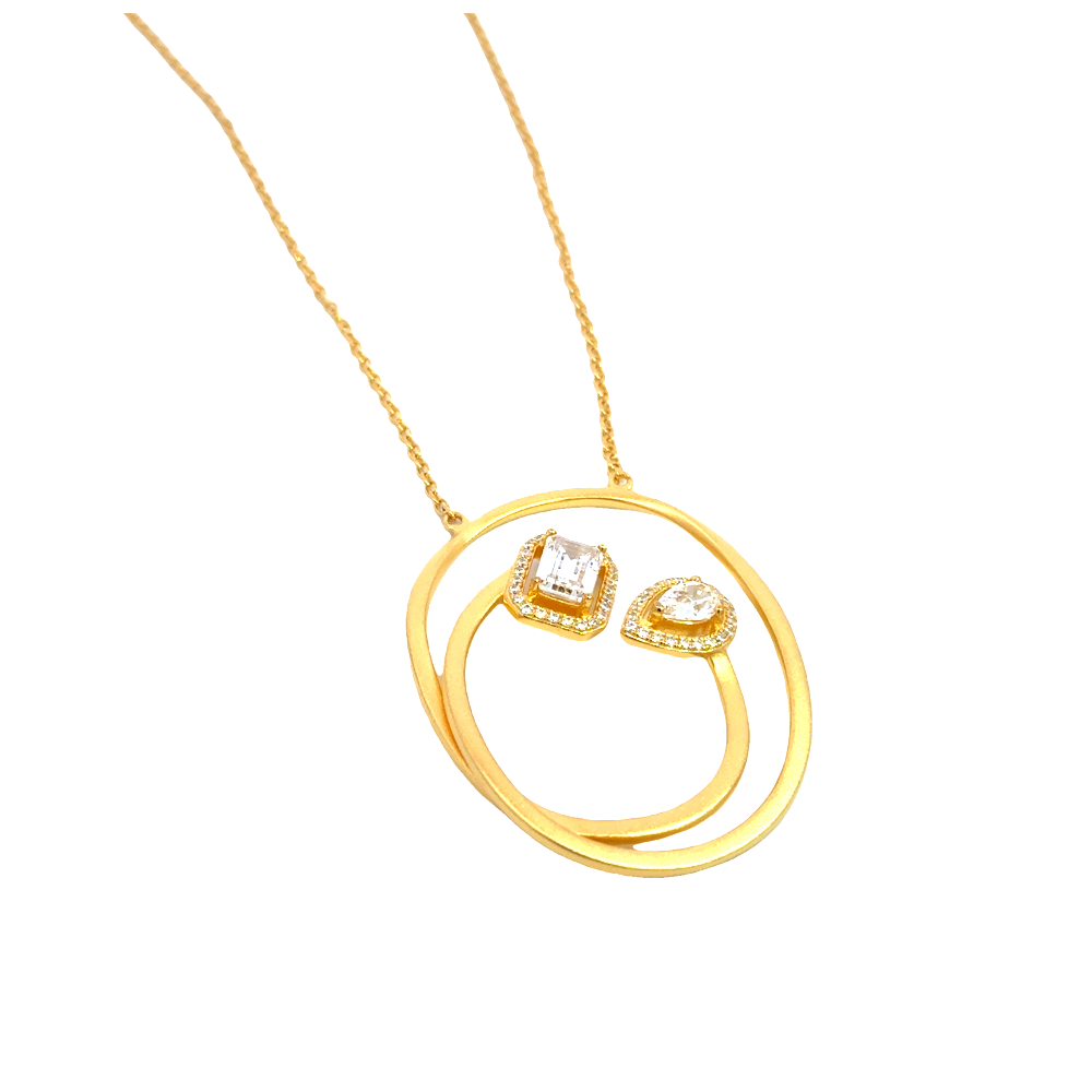 Shop online premium 18K gold-dipped sterling silver pendant necklace with sparkling CZ cluster.