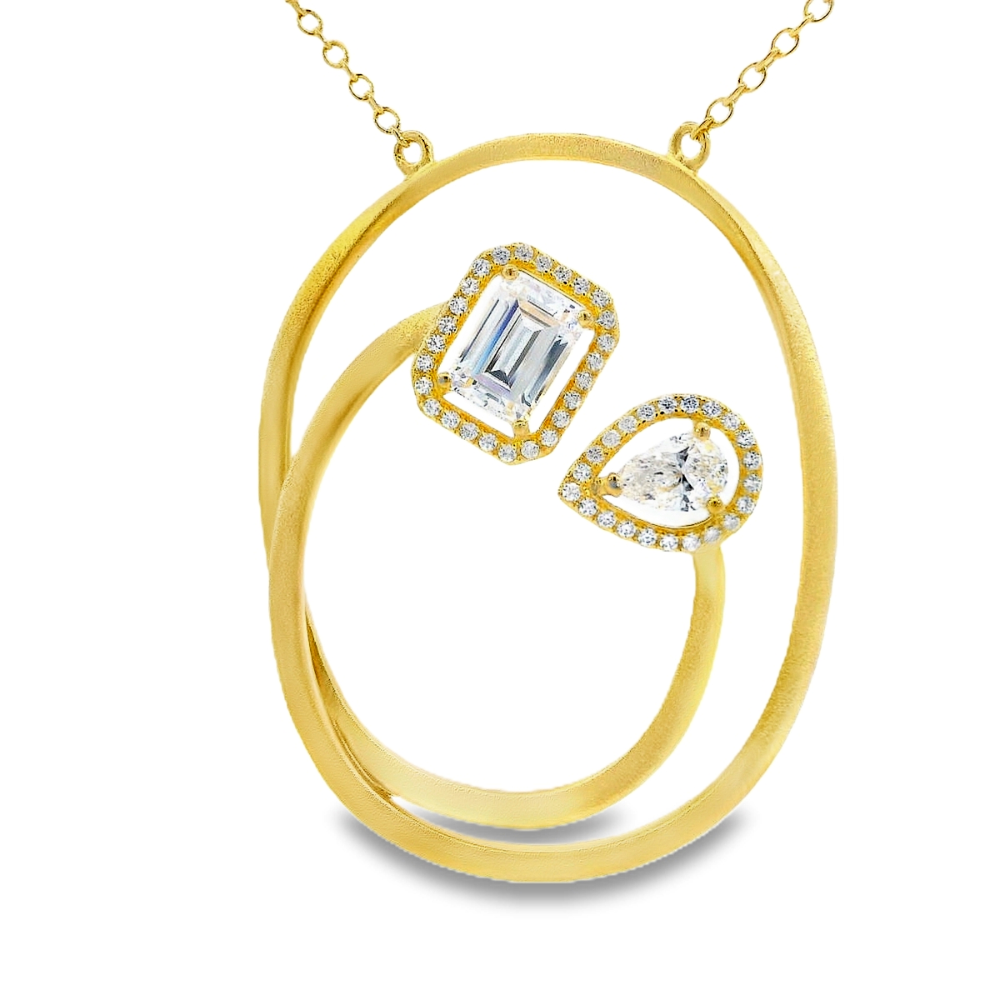 Shop online premium 18K gold-dipped sterling silver pendant necklace with sparkling CZ cluster.