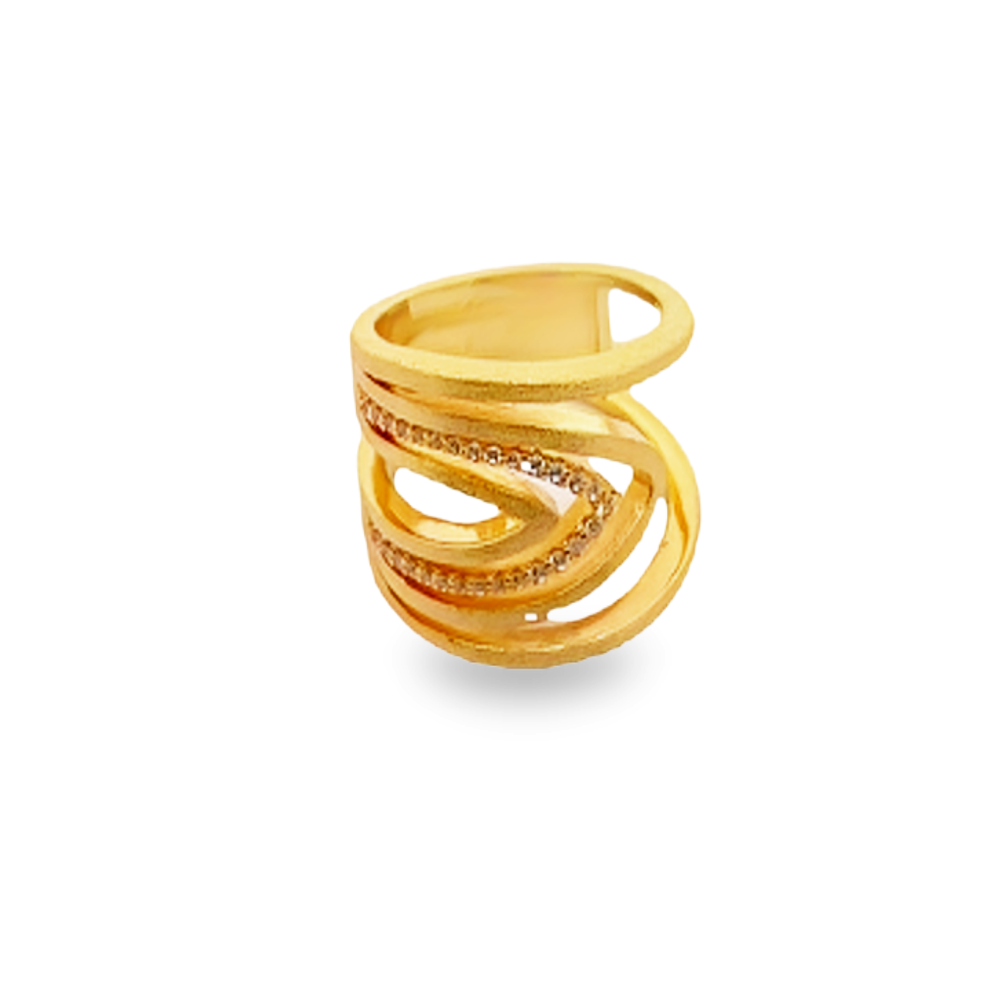 Shop online premium 18K gold-dipped sterling silver wrap ring with sparkling cubic zirconia.
